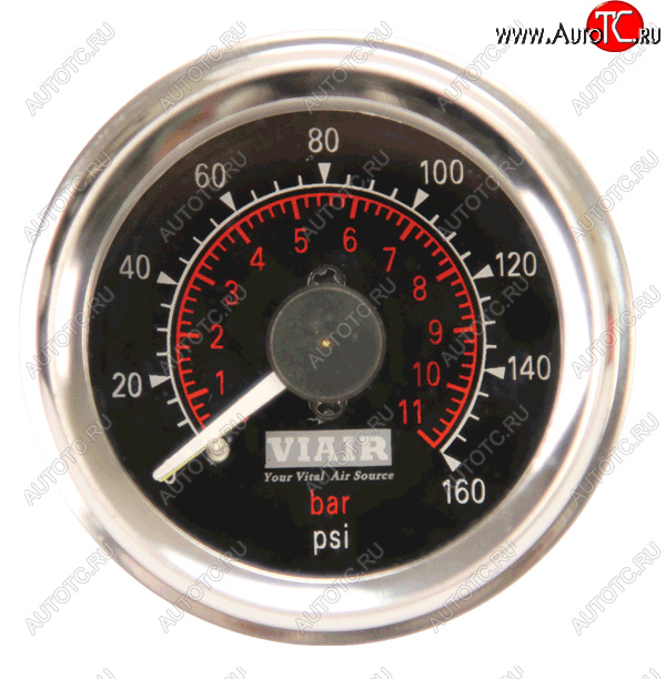 5 799 р. Манометр VIAIR 2 160 PSI, 2 контура, с подсветкой, черный Viair 90082  с доставкой в г. Майкоп