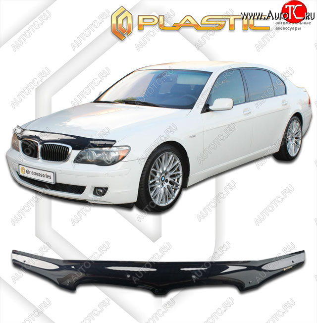 2 159 р. Дефлектор капота CA-Plastic BMW 7 серия E65,E66, E67, E68 рестайлинг, седан (2005-2008) (classic черный, без надписи)  с доставкой в г. Майкоп