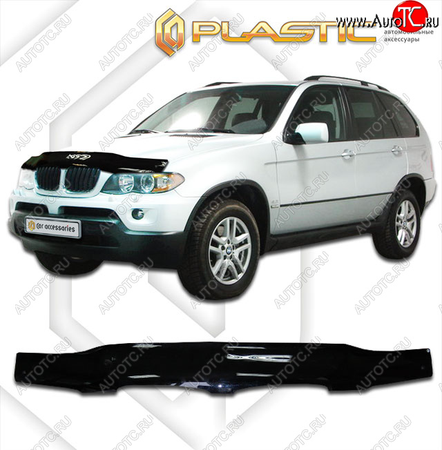 2 079 р. Дефлектор капота CA-Plastic  BMW X5  E53 (2003-2006) рестайлинг (classic черный, без надписи)  с доставкой в г. Майкоп
