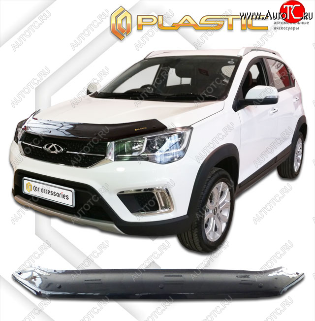 1 899 р. Дефлектор капота CA-Plastic  Chery Tiggo 2 (2017-2025) (classic черный, без надписи)  с доставкой в г. Майкоп