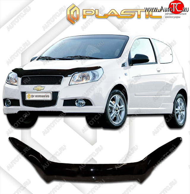 1 999 р. Дефлектор капота CA-Plastic Chevrolet Aveo T250 хэтчбек 5 дв рестайлинг (2006-2011) (classic черный, без надписи)  с доставкой в г. Майкоп