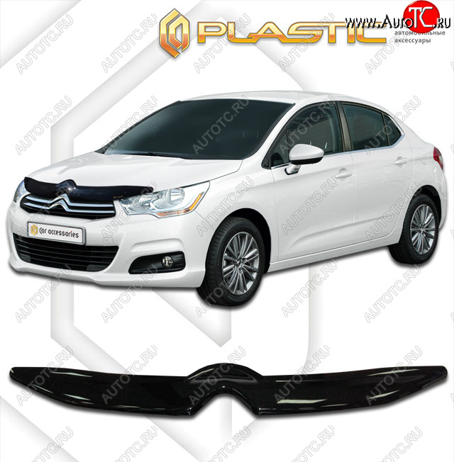 1 899 р. Дефлектор капота CA-Plastic  CITROEN C4  B7 (2013-2022) седан дорестайлинг, седан рестайлинг (classic черный, без надписи)  с доставкой в г. Майкоп