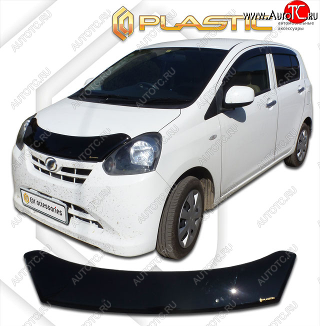 1 999 р. Дефлектор капота CA-Plastic  Daihatsu Mira e:S  LA300S,LA310S (2011-2017) дорестайлинг, рестайлинг (classic черный, без надписи)  с доставкой в г. Майкоп