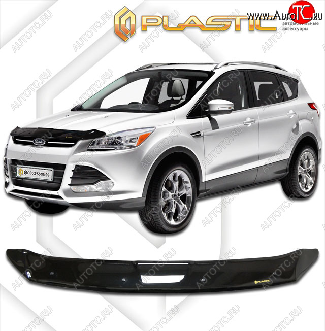 1 899 р. Дефлектор капота CA-Plastic  Ford Escape  3 (2012-2016) дорестайлинг (classic черный, без надписи)  с доставкой в г. Майкоп
