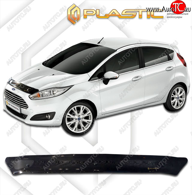 1 899 р. Дефлектор капота CA-Plastic  Ford Fiesta  6 (2012-2019) седан рестайлинг (classic черный, без надписи)  с доставкой в г. Майкоп