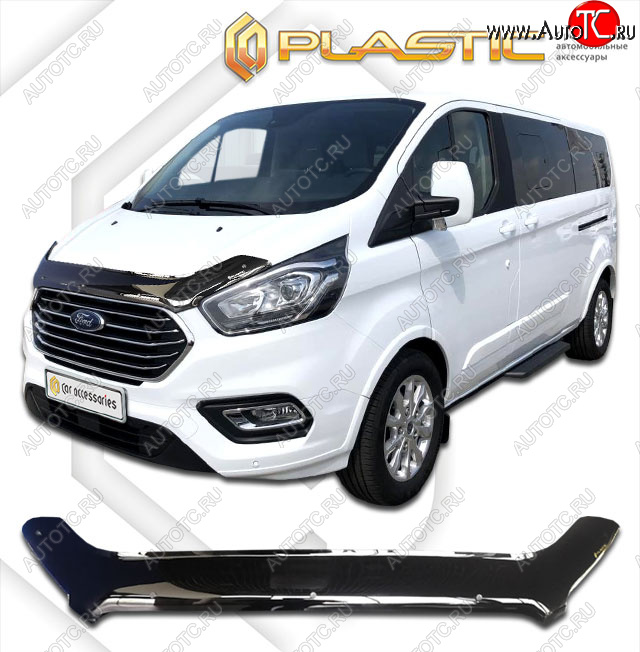 2 079 р. Дефлектор капота CA-Plastic  Ford Tourneo Custom (2017-2021) рестайлинг (classic черный, без надписи)  с доставкой в г. Майкоп