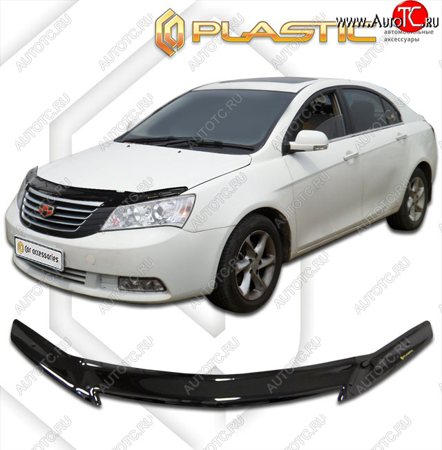 2 079 р. Дефлектор капота CA-Plastic  Geely Emgrand EC7 (2009-2018) седан дорестайлинг, седан 1-ый рестайлинг (classic черный, без надписи)  с доставкой в г. Майкоп