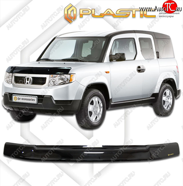 1 999 р. Дефлектор капота CA-Plastic Honda Element 1 YH 2-ой рестайлинг (2008-2011) (classic черный, без надписи)  с доставкой в г. Майкоп