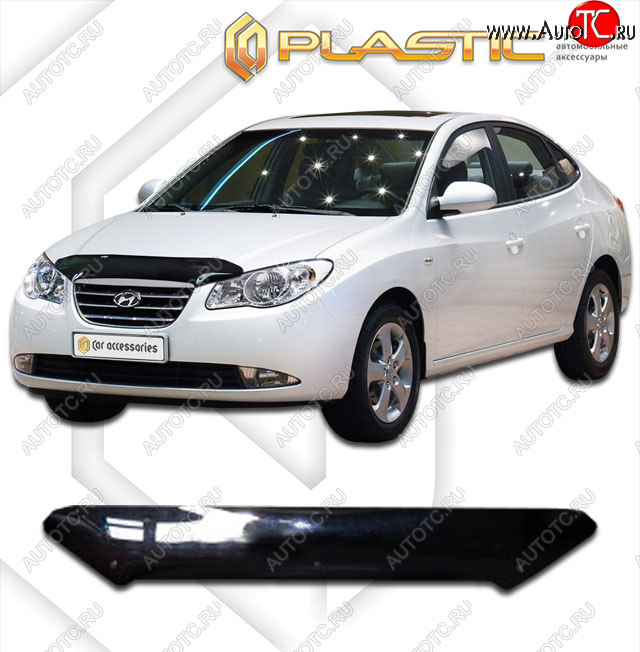 1 759 р. Дефлектор капота CA-Plastic  Hyundai Avante (2006-2010) (classic черный, без надписи)  с доставкой в г. Майкоп