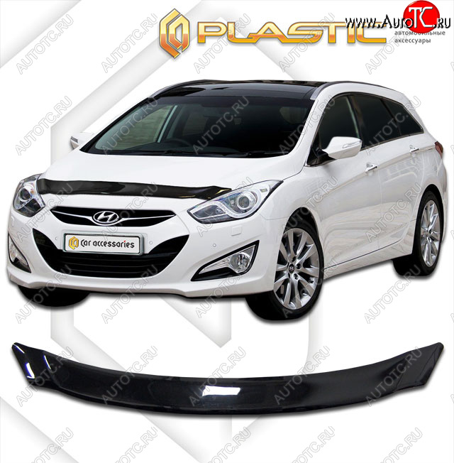 1 899 р. Дефлектор капота CA-Plastic  Hyundai I30  2 GD (2011-2017) дорестайлинг универсал, рестайлинг универсал (classic черный, без надписи)  с доставкой в г. Майкоп
