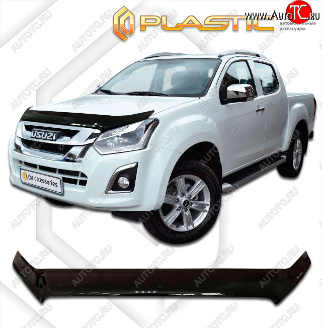 2 159 р. Дефлектор капота CA-Plastic  Isuzu D-Max  RT85,TFR ExtendedCab (2015-2021) рестайлинг (classic черный, без надписи)  с доставкой в г. Майкоп
