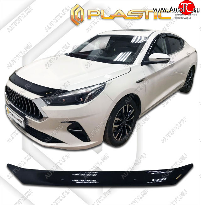 1 839 р. Дефлектор капота CA-Plastic JAC J7 лифтбэк (2020-2025) (classic черный, без надписи)  с доставкой в г. Майкоп