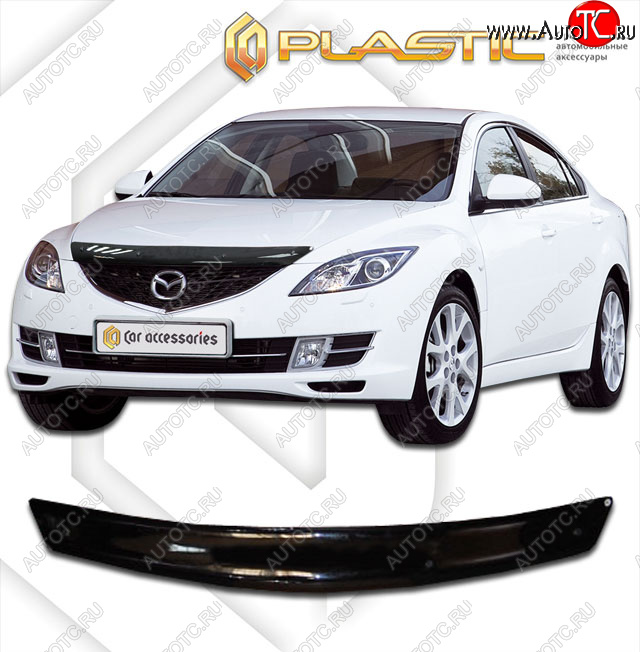 1 759 р. Дефлектор капота (седан) CA-Plastic  Mazda Atenza (2007-2012) (Classic черный)  с доставкой в г. Майкоп