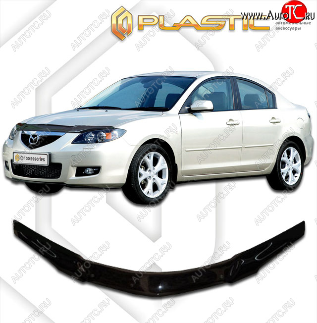 2 159 р. Дефлектор капота CA-Plastic Mazda 3/Axela BK дорестайлинг седан (2003-2006) (Classic черный)  с доставкой в г. Майкоп