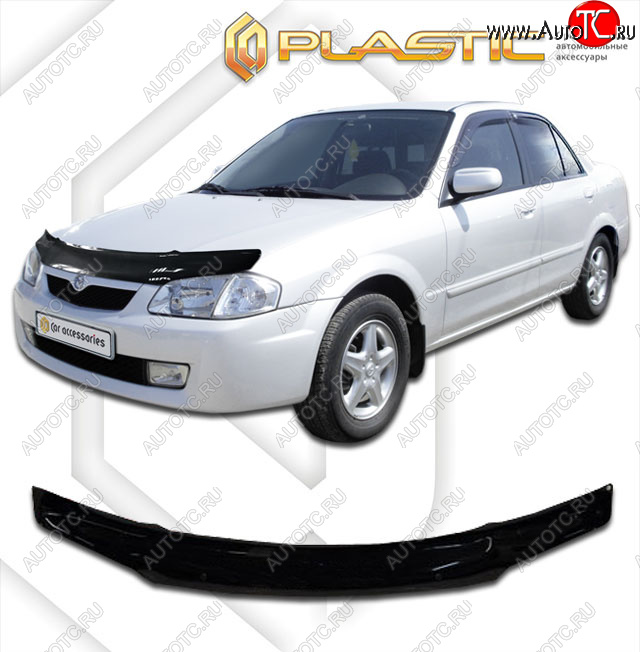 1 999 р. Дефлектор капота CA-Plastic  Mazda Familia  седан (1996-1999) BH рестайлинг (classic черный, без надписи)  с доставкой в г. Майкоп