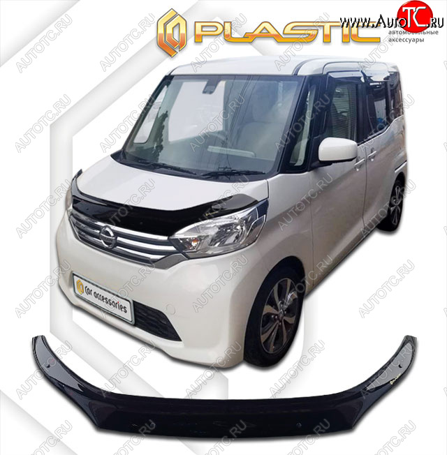 1 999 р. Дефлектор капота CA-Plastic  Mitsubishi eK Space  B11A (2014-2016) (classic черный, без надписи)  с доставкой в г. Майкоп