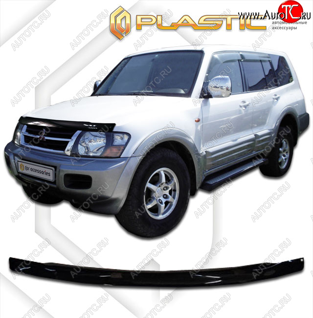 2 079 р. Дефлектор капота CA-Plastic  Mitsubishi Pajero  3 V60 (2003-2006) рестайлинг (cерия Сlassic черный, без надписи)  с доставкой в г. Майкоп