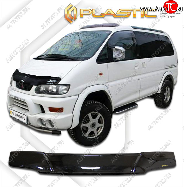 2 159 р. Дефлектор капота CA-Plastic Mitsubishi Space Gear  рестайлинг (1997-2007) (classic черный, без надписи)  с доставкой в г. Майкоп