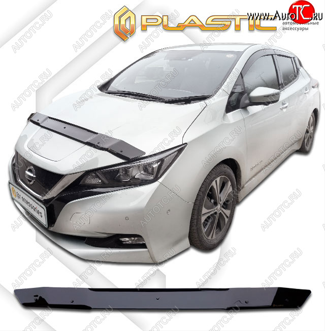 1 839 р. Дефлектор капота CA-Plastic Nissan Leaf 2 (ZE1) (2017-2025) (classic черный, без надписи)  с доставкой в г. Майкоп