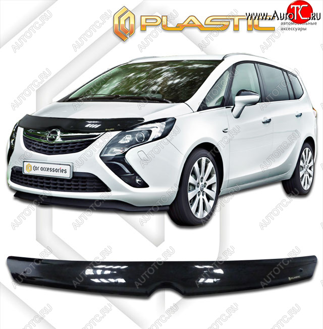 1 899 р. Дефлектор капота CA-Plastic  Opel Zafira  С (2011-2016) дорестайлинг (Classic чёрный, Без надписи)  с доставкой в г. Майкоп