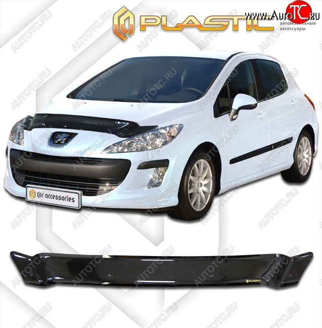 1 899 р. Дефлектор капота CA-Plastic  Peugeot 308  T7 (2011-2014) хэтчбэк 5 дв. рестайлинг (classic черный, без надписи)  с доставкой в г. Майкоп