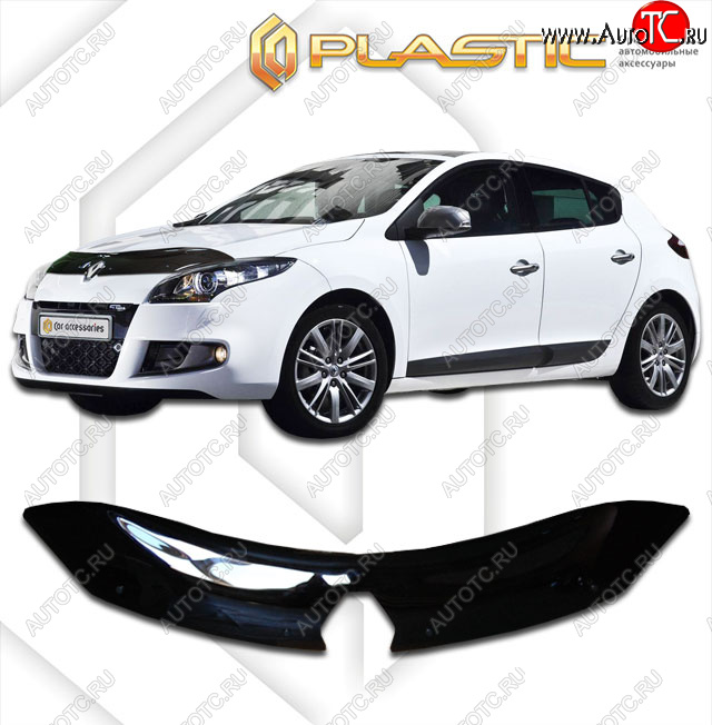 1 999 р. Дефлектор капота CA-Plastic Renault Megane купе 3 дв. дорестайлинг (2008-2012) (classic черный, без надписи)  с доставкой в г. Майкоп