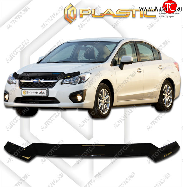 1 899 р. Дефлектор капота CA-Plastic Subaru Impreza GJ седан (2012-2017) (classic черный, без надписи)  с доставкой в г. Майкоп