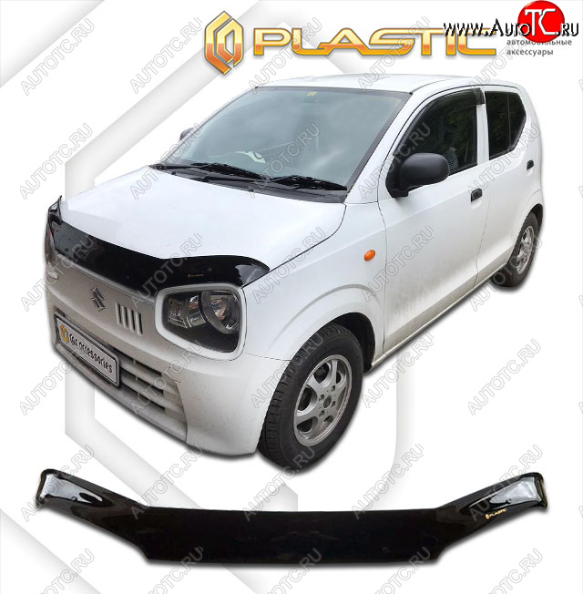 1 899 р. Дефлектор капота CA-Plastic Suzuki Alto HA36/36V хэтчбек 5 дв. дорестайлинг (2014-2021) (classic черный, без надписи)  с доставкой в г. Майкоп
