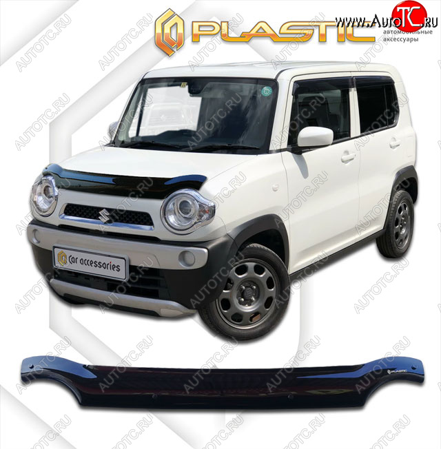 1 839 р. Дефлектор капота CA-Plastic Suzuki Hustler MR41S,MR31S хэтчбэк 5 дв. (2014-2019) (classic черный, без надписи)  с доставкой в г. Майкоп