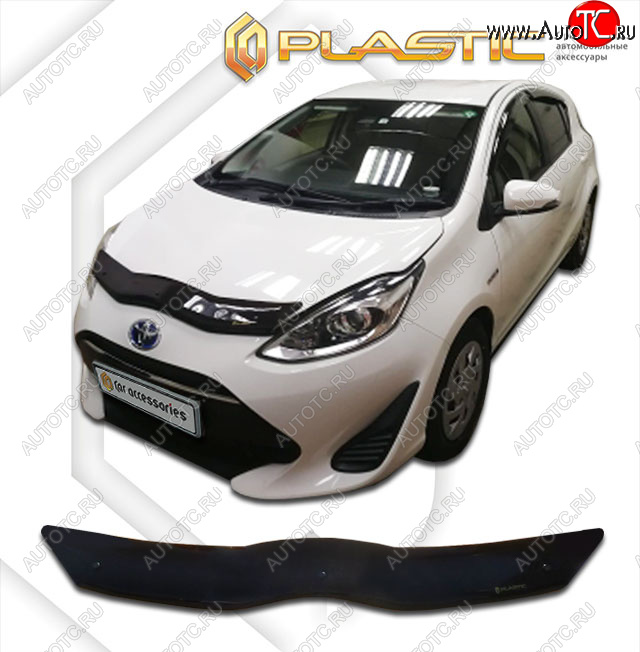 1 839 р. Дефлектор капота CA-Plastic Toyota Aqua P10 2-ой рестайлинг (2017-2021) (classic черный, без надписи)  с доставкой в г. Майкоп