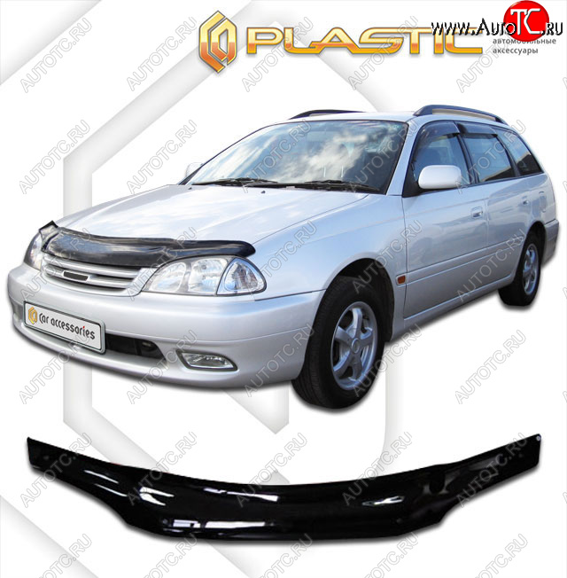 1 999 р. Дефлектор капота CA-Plastic  Toyota Avensis  T220 седан (2000-2003) рестайлинг (classic черный, без надписи)  с доставкой в г. Майкоп