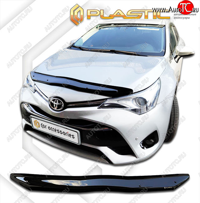 1 839 р. Дефлектор капота CA-Plastic Toyota Avensis T270 седан 2-ой рестайлинг (2015-2018) (classic черный, без надписи)  с доставкой в г. Майкоп
