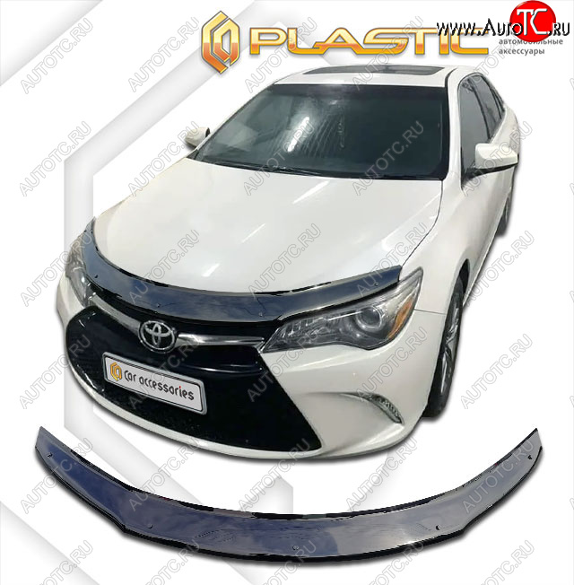 2 079 р. Дефлектор капота (USA) CA-Plastic Toyota Camry XV55 2-ой рестайлинг (2017-2018) (classic черный, без надписи)  с доставкой в г. Майкоп