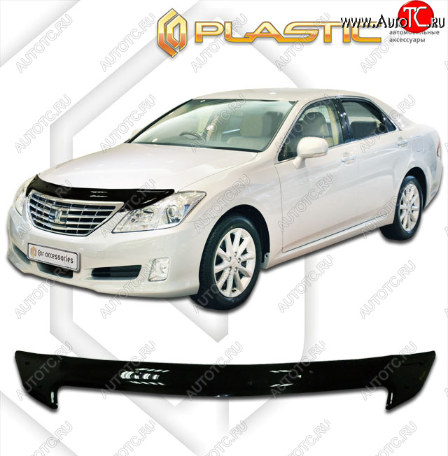 2 159 р. Дефлектор капота CA-Plastic  Toyota Crown  S200 (2008-2012) дорестайлинг, рестайлинг (classic черный, без надписи)  с доставкой в г. Майкоп