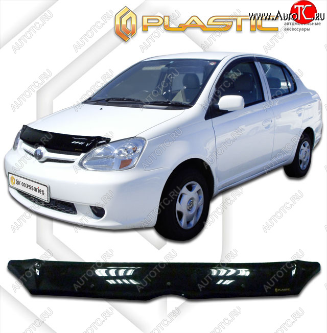 1 899 р. Дефлектор капота CA-Plastic  Toyota Echo  XP10 (2002-2006) седан рестайлинг (classic черный, без надписи)  с доставкой в г. Майкоп