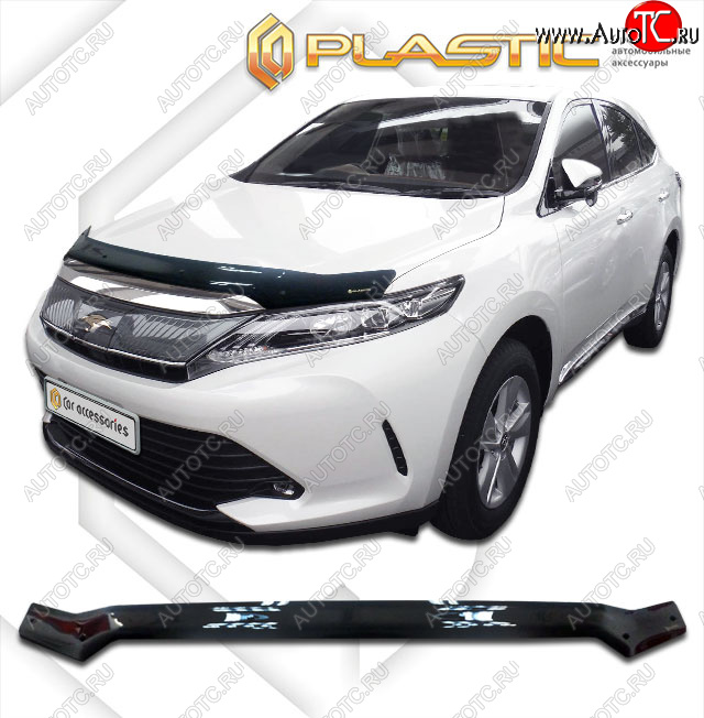 2 079 р. Дефлектор капота CA-Plastic Toyota Harrier XU60 дорестайлинг (2013-2017) (classic черный, без надписи)  с доставкой в г. Майкоп