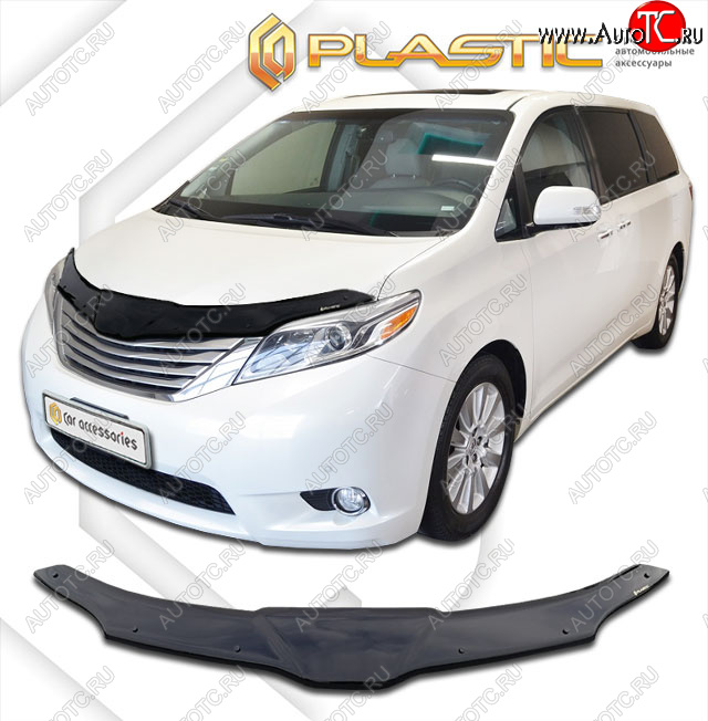 2 199 р. Дефлектор капота CA-Plastic Toyota Sienna XL30 дорестайлинг (2010-2017) (classic черный, без надписи)  с доставкой в г. Майкоп