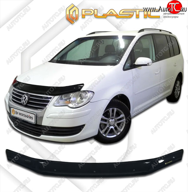 1 899 р. Дефлектор капота CA-Plastic  Volkswagen Touran  1T (2006-2010) 1-ый рестайлинг минивэн (classic черный, без надписи)  с доставкой в г. Майкоп