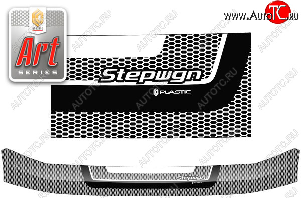 2 299 р. Дефлектор капота CA-Plastic  Honda StepWagon  RF3,RF4 (2003-2005) минивэн рестайлинг (серия ART белая)  с доставкой в г. Майкоп