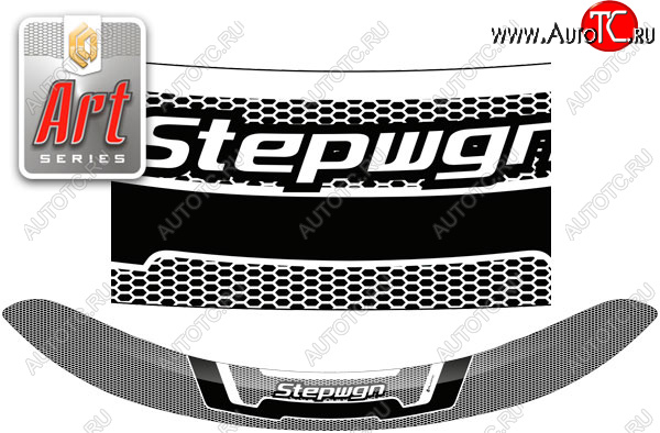 2 299 р. Дефлектор капота CA-Plastic  Honda StepWagon  5 RP1,RP2, RP3, RP4 (2015-2017) минивэн дорестайлинг (серия ART белая)  с доставкой в г. Майкоп