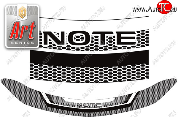 2 159 р. Дефлектор капота CA-Plastic  Nissan Note  2 (2012-2016) E12 дорестайлинг (серия ART белая)  с доставкой в г. Майкоп