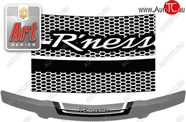 2 199 р. Дефлектор капота CA-Plastic  Nissan Rnessa (1997-2001) (серия ART белая)  с доставкой в г. Майкоп