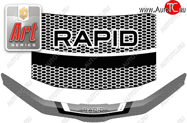 2 299 р. Дефлектор капот CA-Plastic  Skoda Rapid  MK2 (2019-2025) (серия ART белая)  с доставкой в г. Майкоп