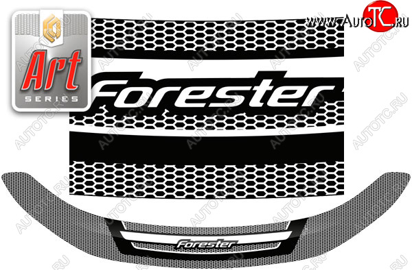 2 299 р. Дефлектор капот CA-Plastic  Subaru Forester  SH (2008-2013) (серия ART белая)  с доставкой в г. Майкоп
