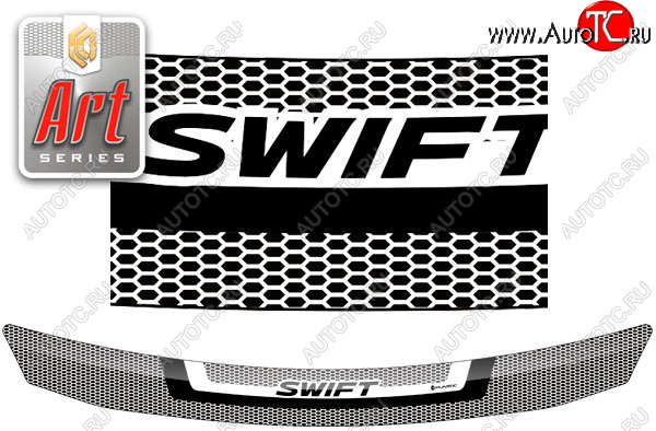 2 079 р. Дефлектор капот CA-Plastic  Suzuki Swift  ZC33S,ZC83S, ZC43S, ZC53S, ZD53S (2016-2025) (серия ART белая)  с доставкой в г. Майкоп