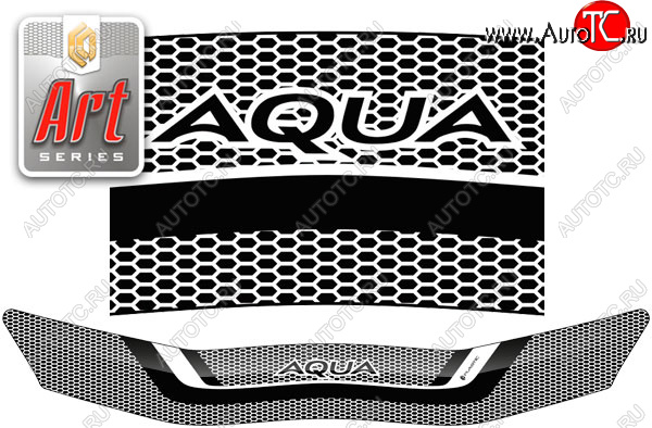 2 079 р. Дефлектор капот CA-Plastic  Toyota Aqua  P10 (2017-2021) 2-ой рестайлинг (серия ART белая)  с доставкой в г. Майкоп