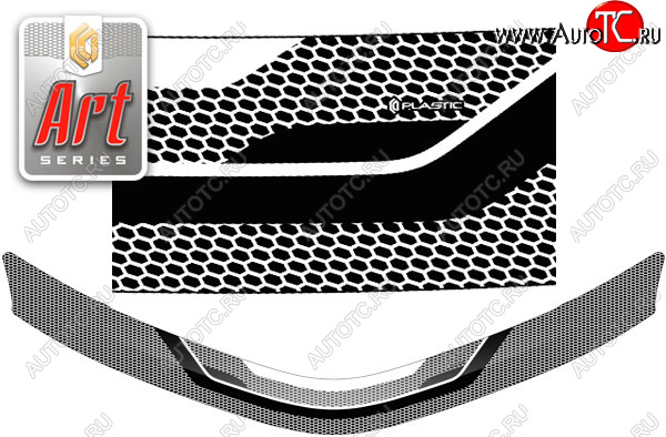2 159 р. Дефлектор капот CA-Plastic  Toyota Corolla Axio  (E160) седан (2015-2017) 1-ый рестайлинг (серия ART белая)  с доставкой в г. Майкоп