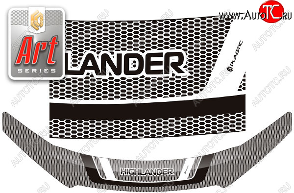 2 479 р. Дефлектор капота CA-Plastic  Toyota Highlander  XU50 (2013-2020) дорестайлинг, рестайлинг (серия ART белая)  с доставкой в г. Майкоп