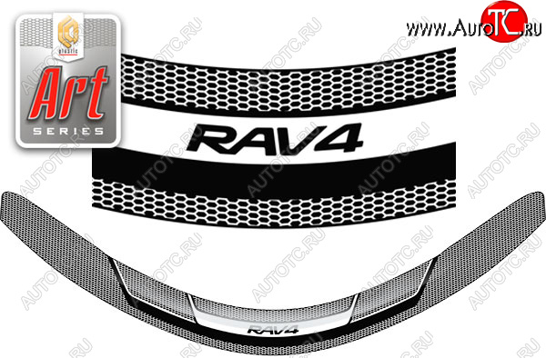 2 199 р. Дефлектор капота CA-Plastic  Toyota RAV4  XA40 (2012-2015) 5 дв. дорестайлинг (серия ART белая)  с доставкой в г. Майкоп