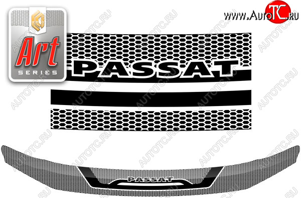 2 199 р. Дефлектор капота CA-Plastic  Volkswagen Passat ( B8,  B8.5) (2015-2025) седан дорестайлинг, седан рестайлинг (серия ART белая)  с доставкой в г. Майкоп
